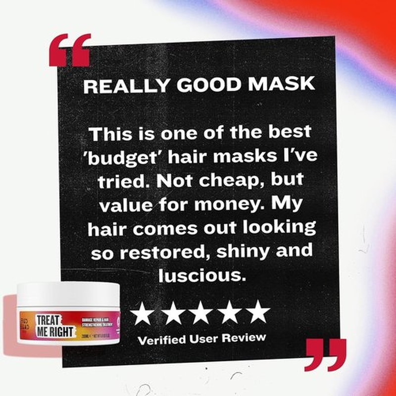 Bed Head by TIGI Treat Me Right Intensive Hair Mask, Deep Conditioning Treatment for Damaged Hair, 6.76 oz