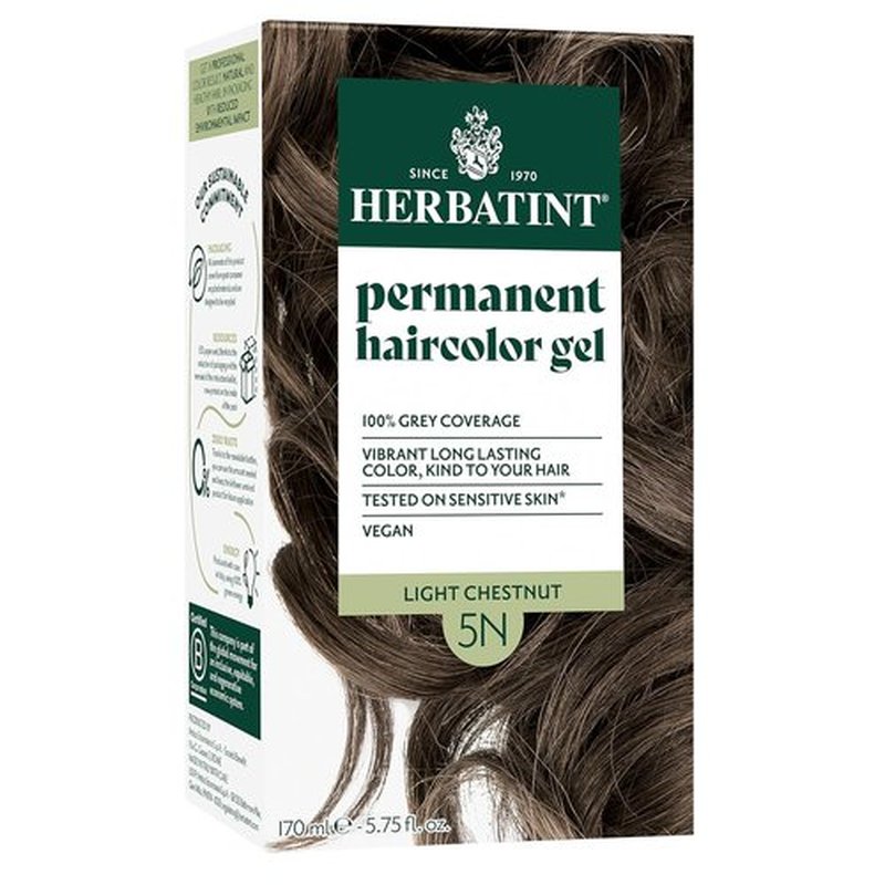 Herbatint Permanent Hair Dye - 5N Light Chestnut | Up to 100% Gray Coverage, Ammonia-Free & Vegan - 5.75 fl oz