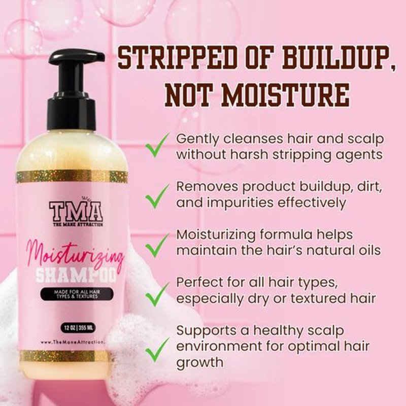 The Mane Attraction Moisturizing Shampoo for Curly, Coily & Natural Hair, Hydrating Sulfate-Free Cleanser for Dry or Damaged Hair, Silicone-Free, Lemongrass Scent, 12 oz