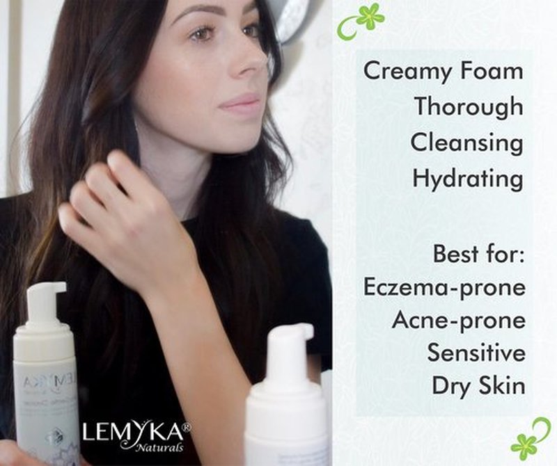 LEMYKA Foaming Face Wash - Gentle, hydrating for Rosacea, Eczema-prone, Acne, Dry, Sensitive Skin, Natural Facial Cleanser, pH 5.5, Fragrance-free, SLS-free, Paraben-free, 5.8OZ