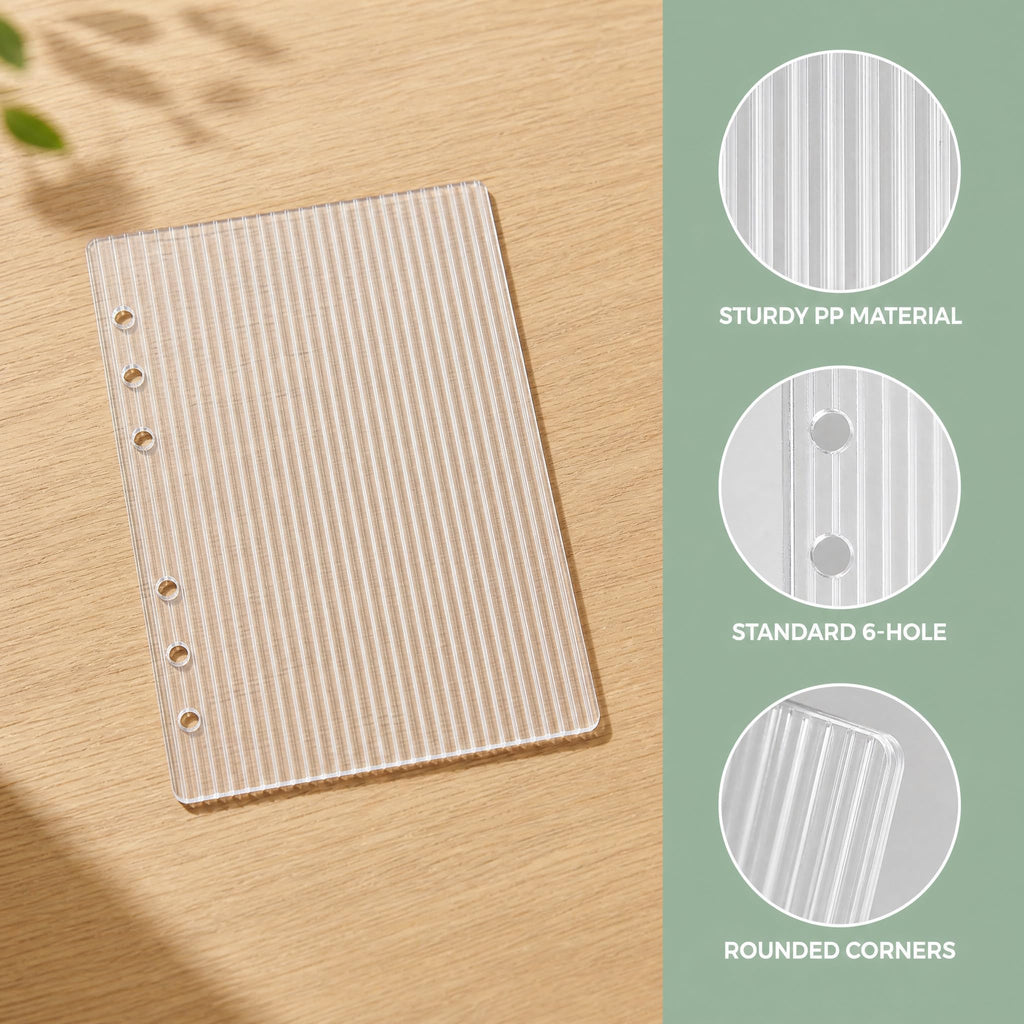 Clear A6 Binder Cover, 6 Ring Transparent Acrylic Planner Protector Shell, Minimalist Refillable 6 Hole A6 Notebook Cover for Budget Binders, Journals & Office Planners (8.27" x 5.91") (A6)