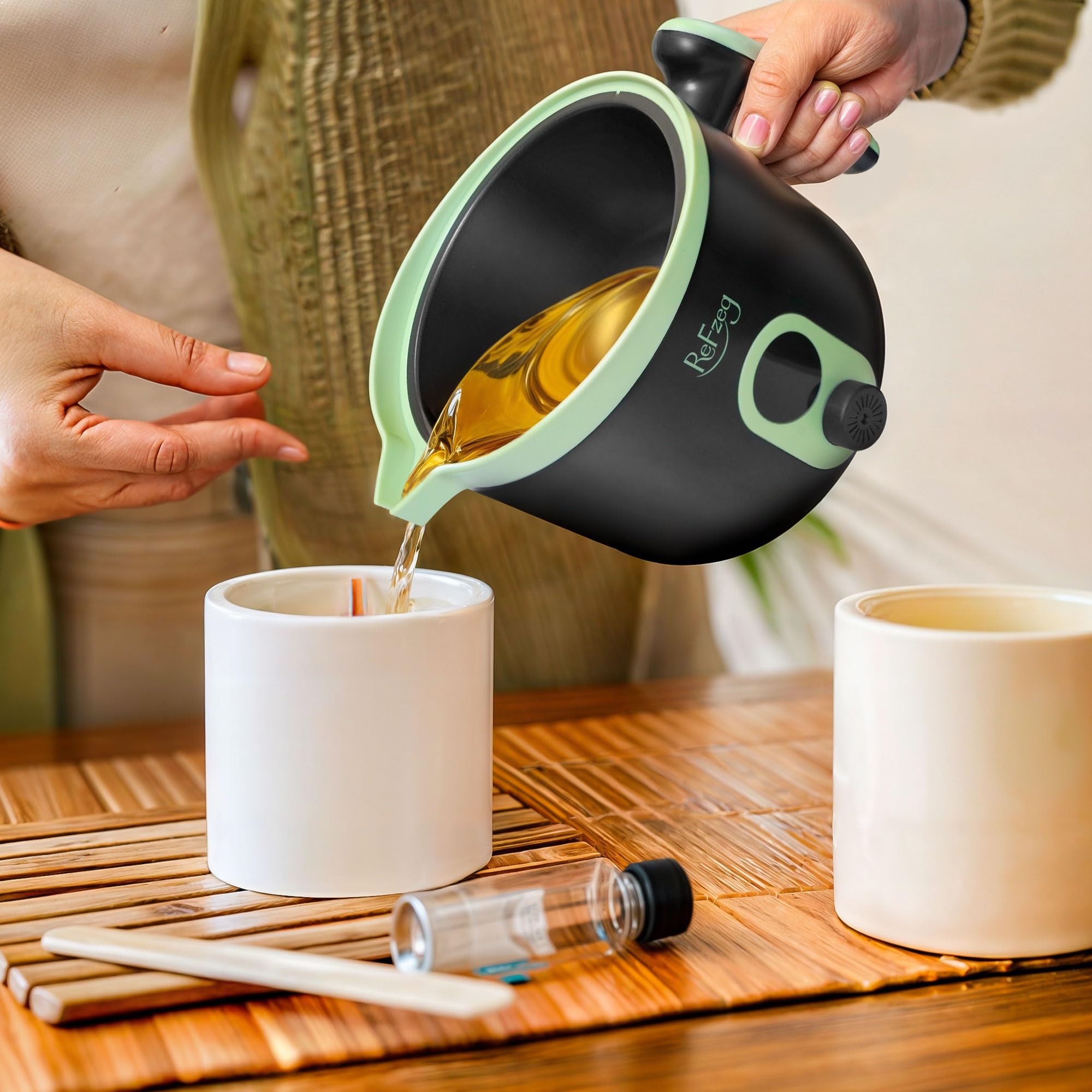 Candle Melting Pot Electric Wax Melter for Candle DIY Making with Pouring Spout, Non-Stick Candle Making Pouring Pot Soap Making Melting Pot with Digital Display, Constant Temperature Function(Black)