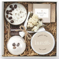 Spa Gift Basket for Women – Small Coffee Scented Candle Set with Bath Bomb & Salt Scrub | Handmade Spa Box Present, Birthday & Housewarming Gift for Her