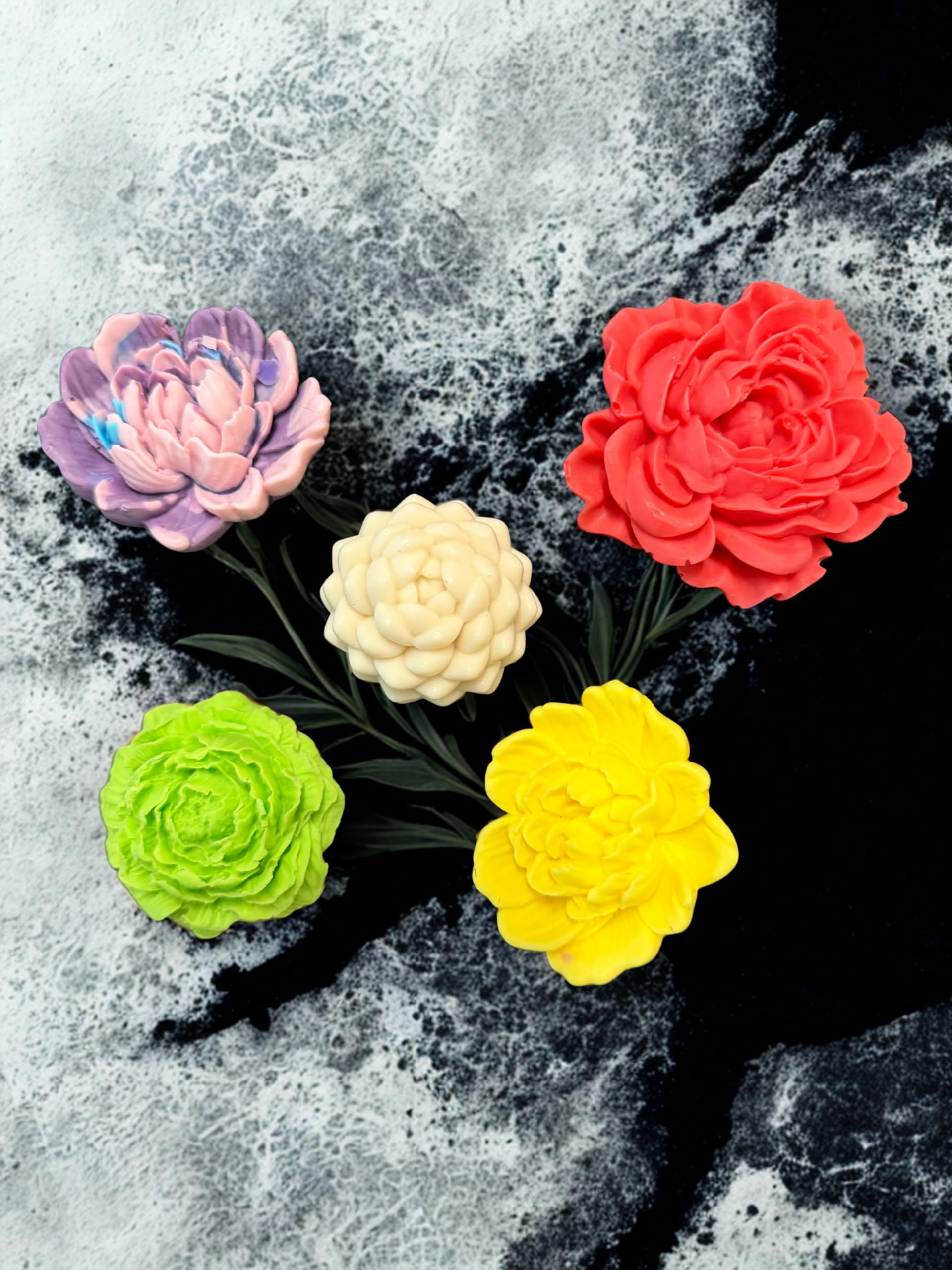 Handmade Succulent Flower Soap Set, Includes 5-6 mini soaps, approxiamately 2 oz.