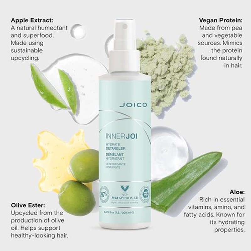 Joico InnerJoi Hydrate Detangler - Moisturizing Solution for Dry, Tangled Hair | Sulfate & Paraben Free