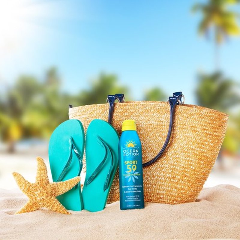 Ocean Potion Sport Sunscreen Spray SPF 50 - Broad Spectrum UVA/UVB Sunscreen | Continuous Sunscreen Spray with Vitamin E & Aloe - Lightweight, Water Resistant, Oxybenzone-Free - 5.5 oz