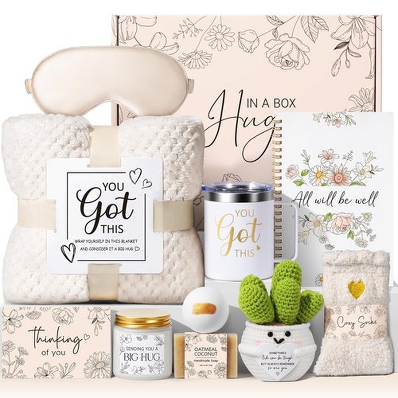 Get Well Soon Gifts Baskets for Women Self Care Gifts, Spa Care Package After Surgery Inspirational Thinking of You Sympathy Gift, Feel Better Encouragement Gift for Women Sick Friends Mom w/ Blanket