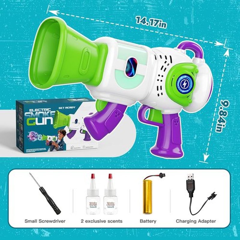 Resosese Fart Gun - Fun Fart Blaster Toy with Real Fog Rings, Unique Scents & Color-Changing Lights