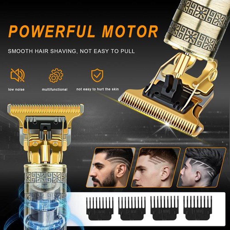 LQT Professional Hair Trimmer for Men, Beard Trimmer Hair Clippers for Men, Hair Clippers with 4 Limit Combs, Cordless Rechargeable Hair Trimmer Metal Body Cutting Grooming Kit