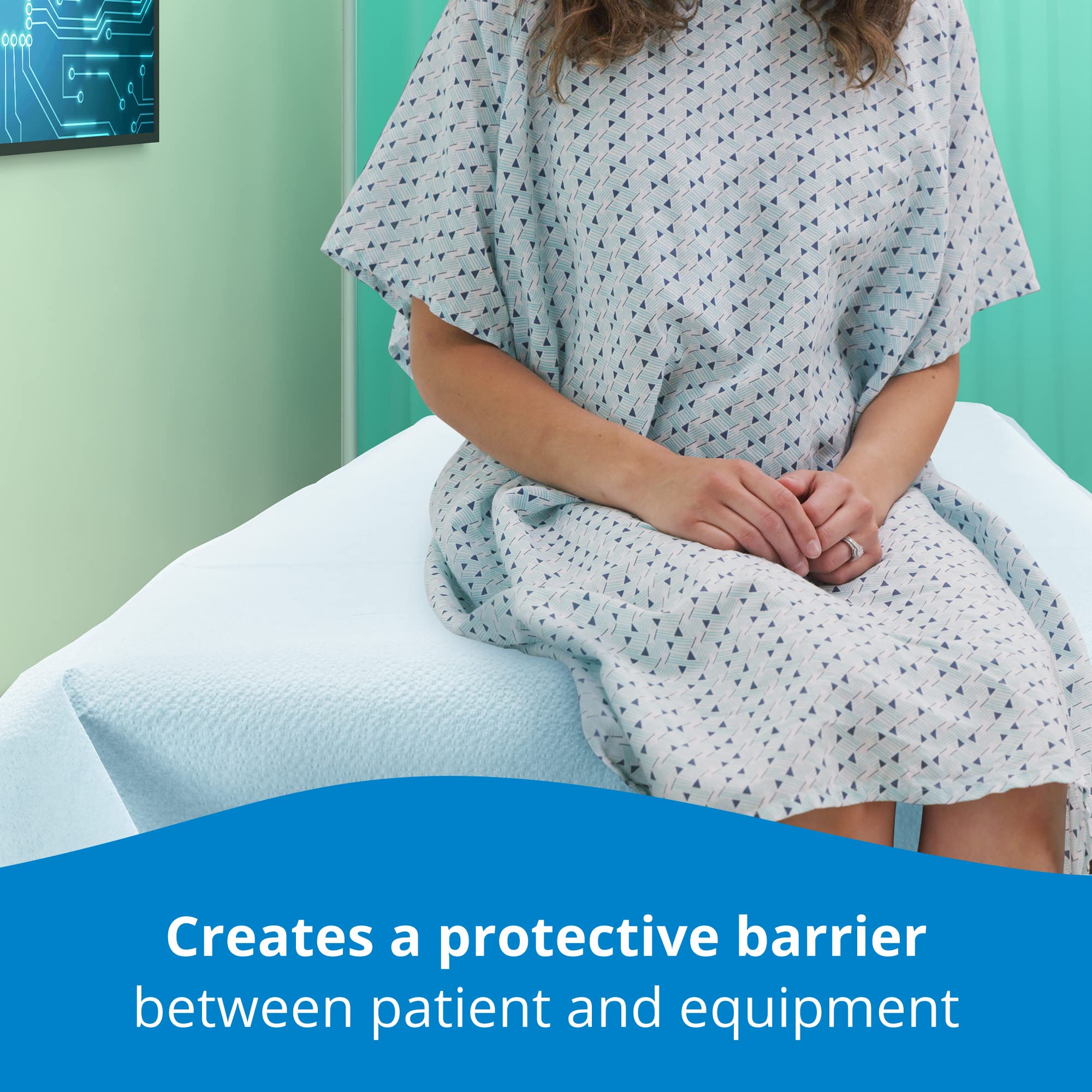 TIDI 356 Avalon Single-Use Medical Equipment Drape, Blue, 40" W x 60" L (Pack of 100) ― Disposable Stretcher Sheet ― Embossed ― 1-Ply Tissue ― Poly Back To Help Prevent Leak-Through ― Medical Supplies