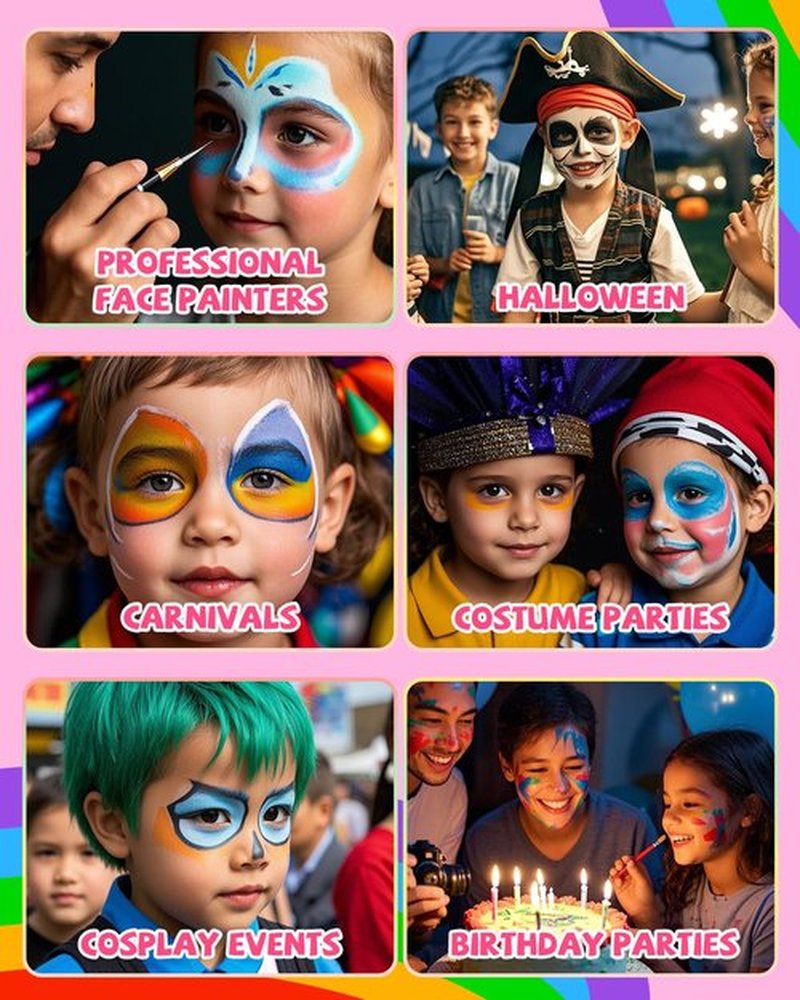Anka Bella Professional Water Activated Rainbow Cake Face Paint（Pink Yellow）50gm,Hypoallergenic, Non-Toxic,Face Body Painting Makeup