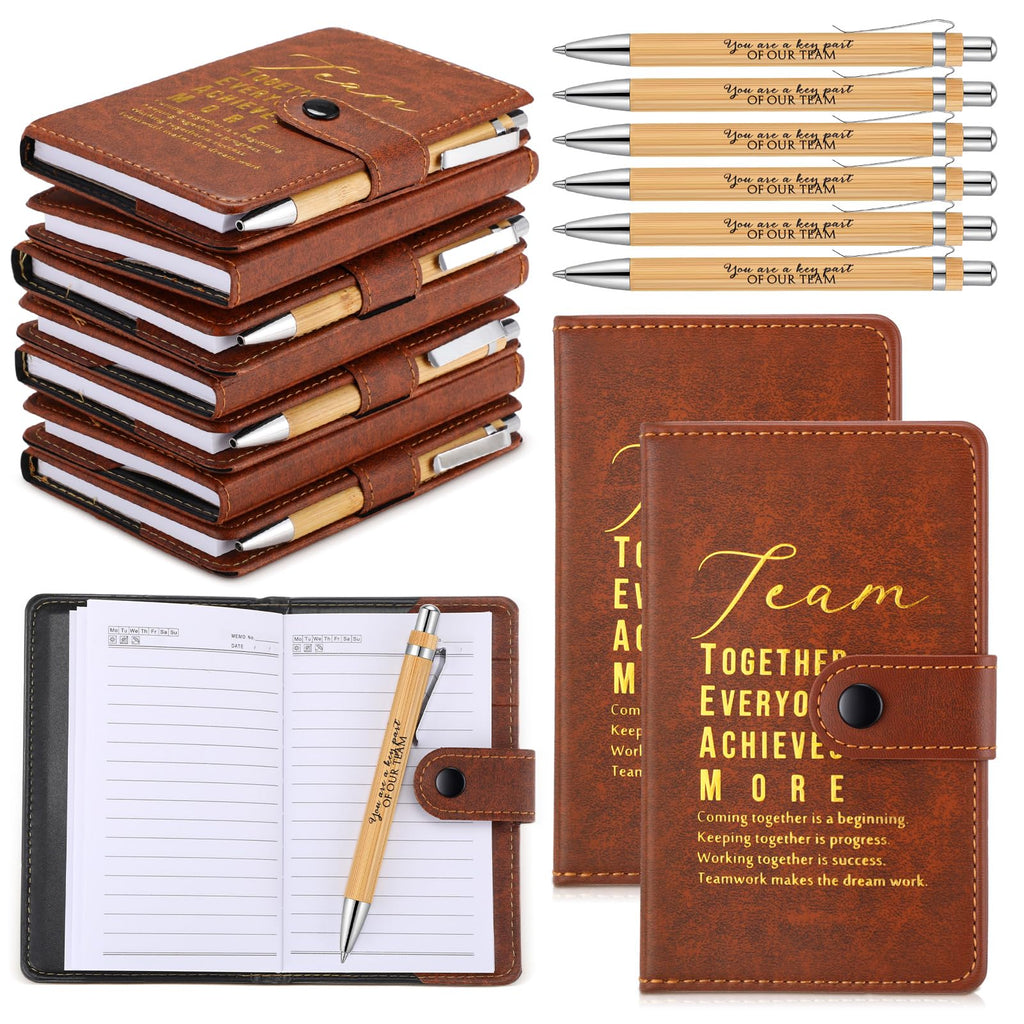 Honoson 12 Sets Team Employee Teacher Appreciation Gifts Bulk Inspirational A5 Leather Team Journal Motivational Notebooks Pen Thank You Gifts for Teacher CNA Nurse Coworker Staff Fathers Day