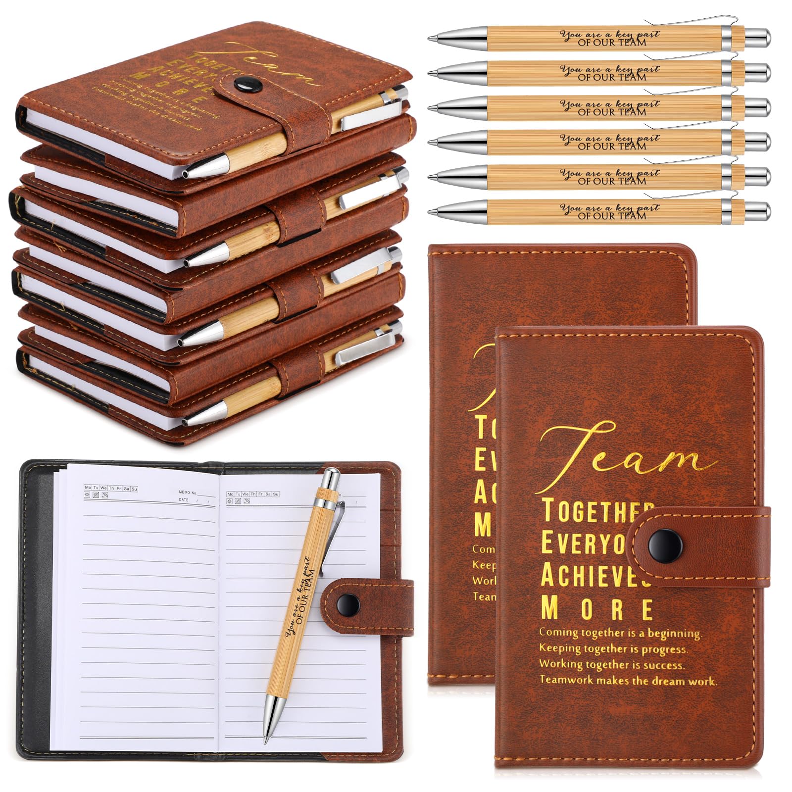 Honoson 12 Sets Team Employee Teacher Appreciation Gifts Bulk Inspirational A5 Leather Team Journal Motivational Notebooks Pen Thank You Gifts for Teacher CNA Nurse Coworker Staff Fathers Day