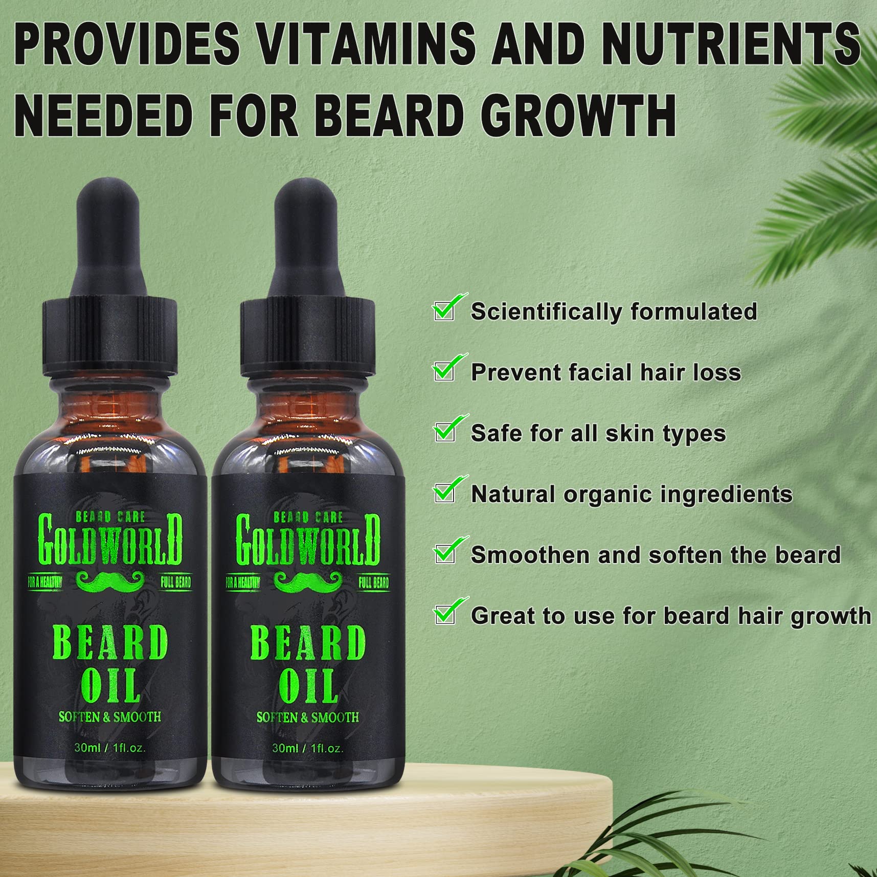 GoldWorld Beard Oil for Beard Grooming,Beard Care,Unique Chrismast Stocking Stuffers Birthday Fathers Gifts for Men Him Dad