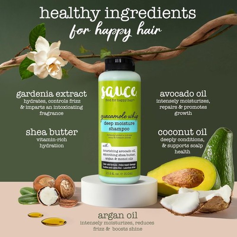 SAUCE BEAUTY Guacamole Whip Shampoo (10.5 Fl Oz) Deep Moisture Shampoo with Shea Butter and Avocado, Argan, Monoi & Coconut Oils, Frizz Control and Hair Repair Formula For All Hair Types