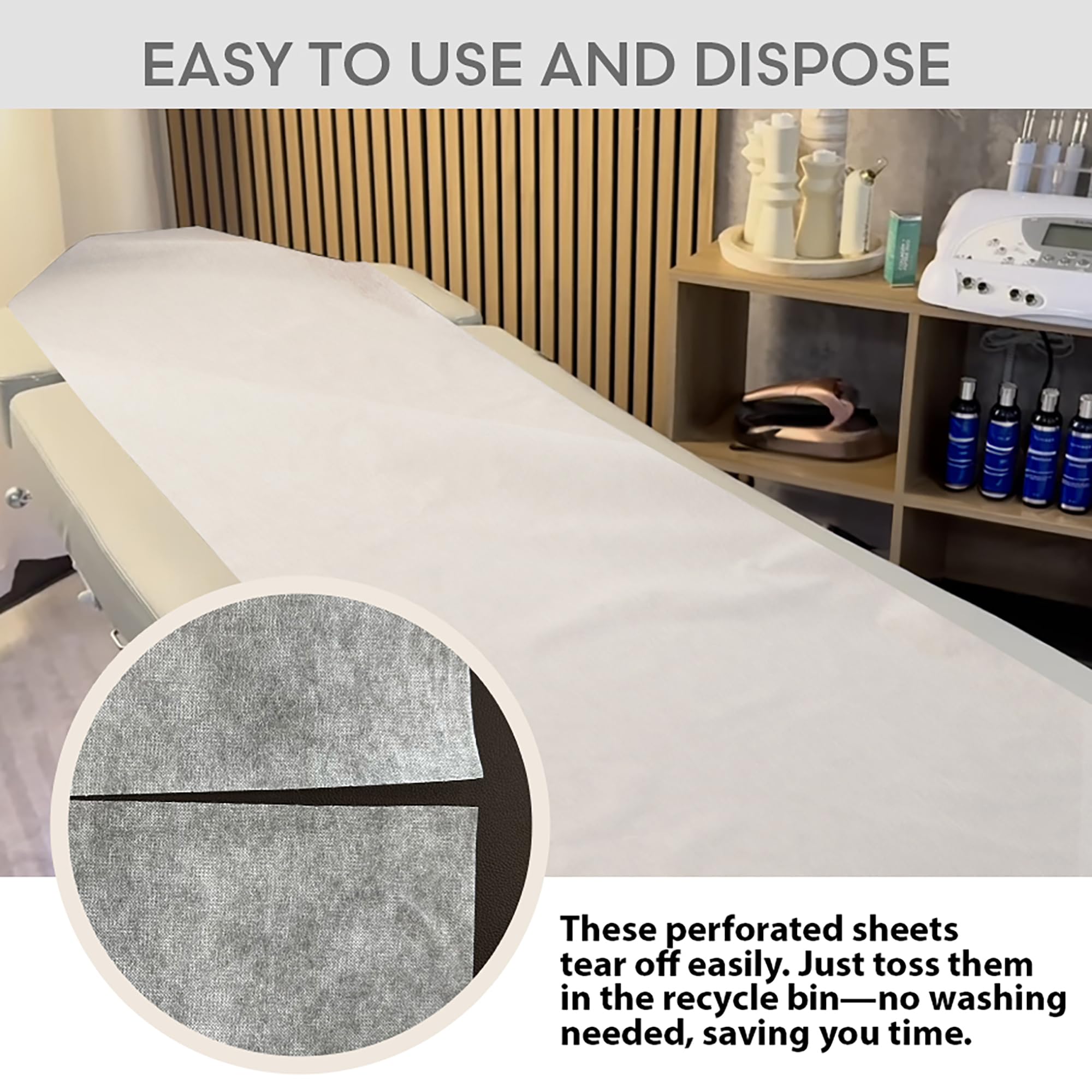 SKINACT White Disposable Non-Woven Bed Cover Roll Perforated (23" Wide X 375 Feet Long) Massage Table Sheets Wax Facial Chair