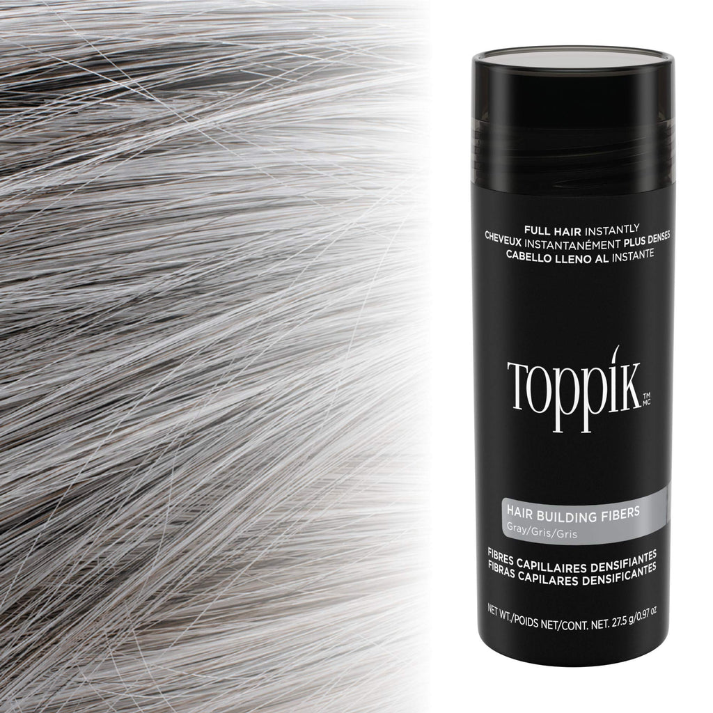 Toppik Hair Building Fibers, Gray, 55g Fill In Fine or Thinning Hair, Instantly Thicker, Fuller Looking, 9 Shades for Men & Women, Keratin Protein Formula
