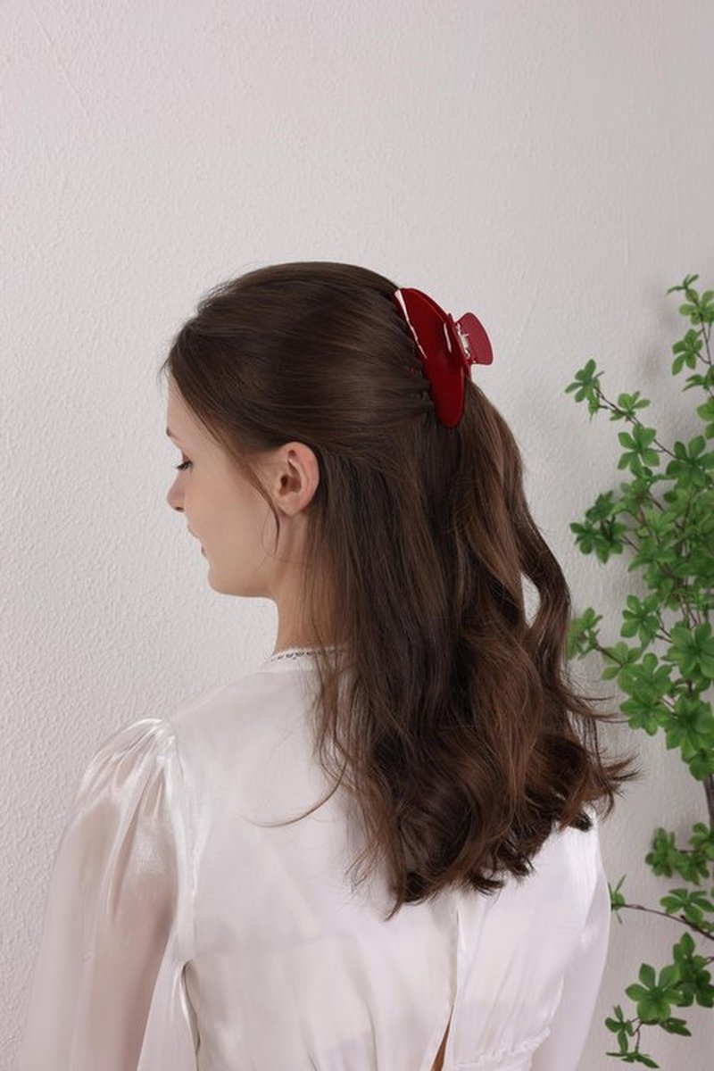OideGuiing Durable Acetate Hair Clips - 4-Inch Cherry Red Claw Clips for Fine and Thick Hair (Red)
