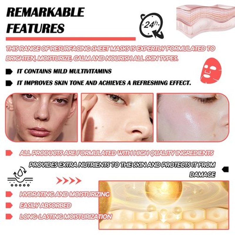 20 Pcs Facial Sheet Mask Combo,Hydrating Face Mask,Easy to Use,Moisturizing Daily Sheet Mask