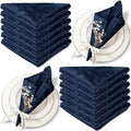 Aormenzy Navy Blue Satin Napkins - 17 x 17 Inches, Elegant Floral Pattern, 50 Pack Set