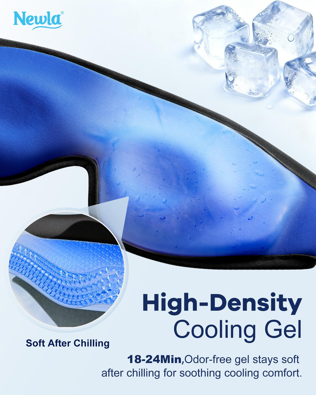 Cooling Gel Eye Mask for Puffy Eyes, Larger Full-Eye Cold Compress for Swelling, Ice-Cold Gel Therapy, Forehead & Upper Cheek Cooling Relief, Reusable Ice Pack for Eyes, FSA Eligible HSA, Black