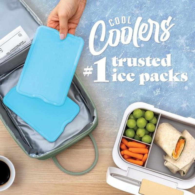 Cool Coolers by Fit & Fresh | 4 Pack XL Slim Ice Packs - Quick Freeze, Space-Saving Design, Blue