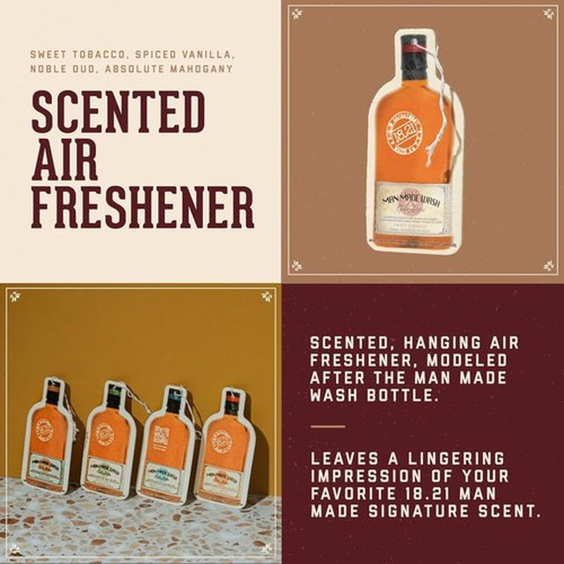 18.21 Man Made Premium Air Freshener - Luxurious Original Scent | Long-Lasting Fragrance for Car, Gym, Travel