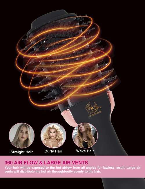 Hair Dryer Brush Blow Dryer Brush in One, 4 in 1 Ionic Hair Dryer and Styler Volumizer with Oval Titanium Barrel, Hot Air Straightener for Smooth Frizz-Free Blowout