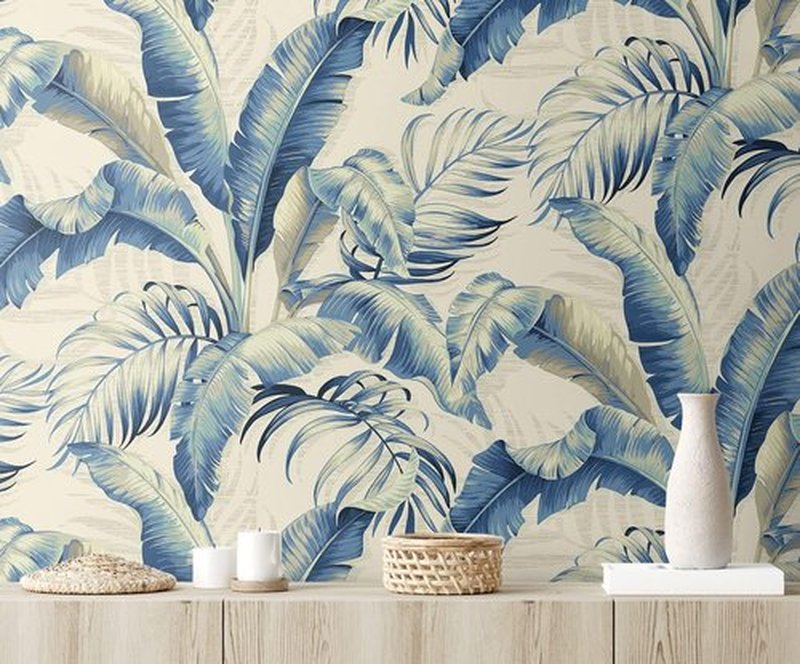 Tommy Bahama - Tropical Peel and Stick Wallpaper | Vinyl for Bedroom, Kitchen & Powder Room - 30.75 Sq Ft (Azure)