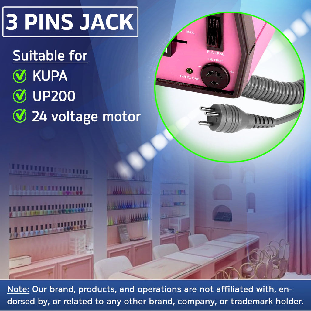 MiShiny 30.000RPM Professional Nail Drill Machine - Hand Drill for Nails - Replacement Nail Drill Handpiece Compatible with KUPA KP55, KP60, KP5000, UP-200 (Black)
