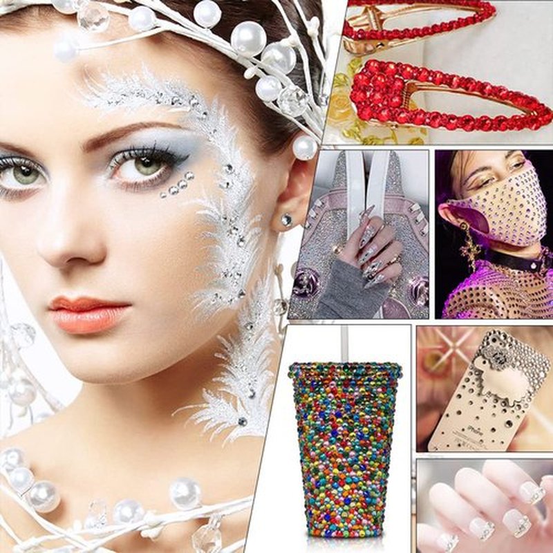 3 Pack Nail Art Rhinestone Flatback Gems Crystals Diamond for Nail Decoration Mixed Color Round Rhinestones Kit with Pickup Pencil and Tweezer for DIY Nail Art and Decoration