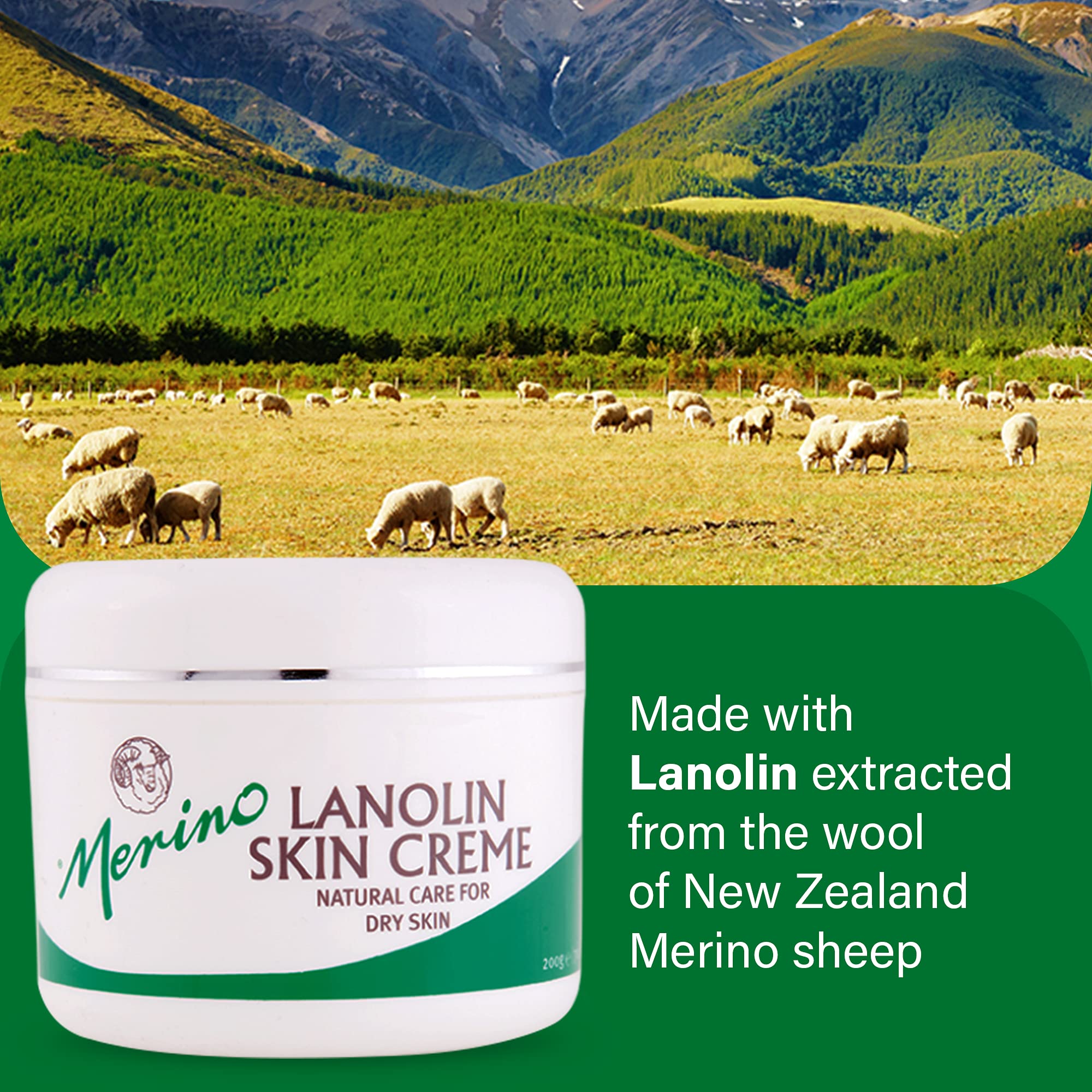Merino Lanolin Dry Skin Nourishing Skin Cream Medium Jar 200gm/7.05 oz