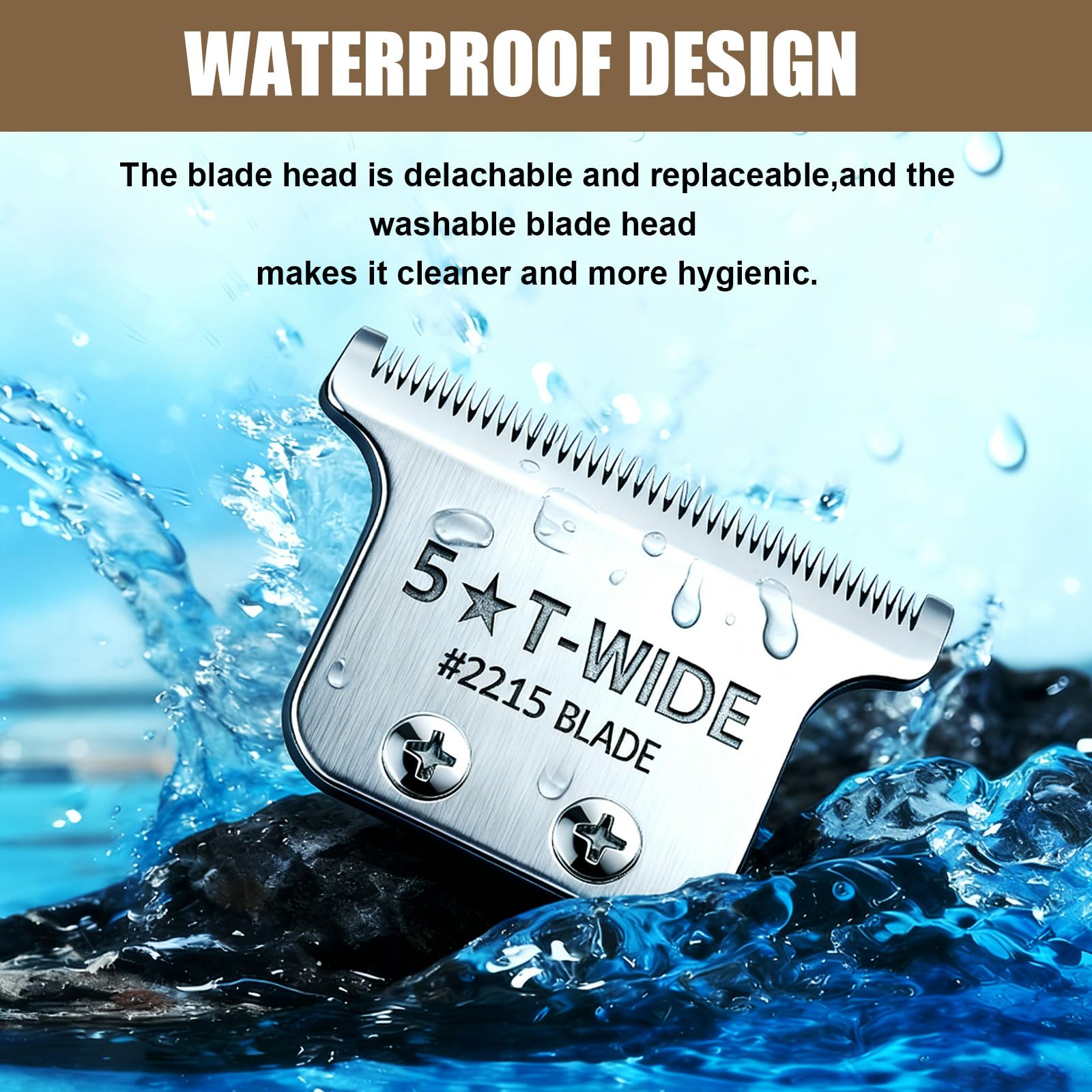 Replacement 2215 T Wide Blades Adjustable Trimmer Blade compatible with Wahl Professional 5 Star Series 8081 and 8171 Hair Clippers Blades-Model 2215 (2Pcs Silve)