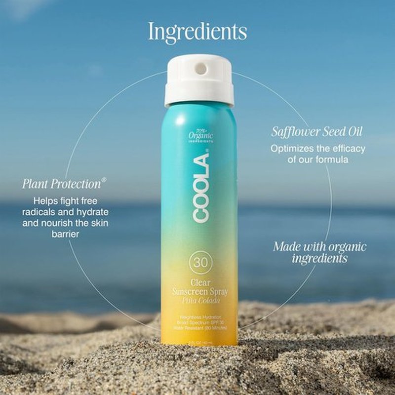 COOLA Organic Sunscreen SPF 30 - Vegan & Gluten-Free Sunblock Spray for Daily Skin Protection | Piña Colada Scent