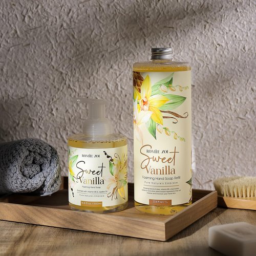 ROMIIE ZOI Foaming Hand Soap Refill, Sweet Vanilla, Gentle & Moisturizing Formula, 1 L/ 33.8 FL OZ