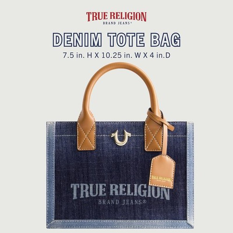 True Religion Tote Bag - Medium Travel Purse Handbag with Adjustable Shoulder Strap & Iconic Horseshoe Logo