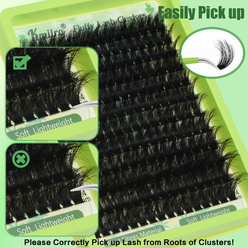 Lashes Clusters 180D+240D Thick Lash Clusters 14-24mm Long Cluster Eyelash Extensions 432Pcs Eyelash Clusters Waterproof Volume Individual Cluster Lashes Soft Wispy Mink False Eyelashes