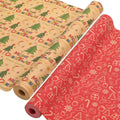 AhfuLife 2 Rolls Christmas Wrapping Paper - 17 Inch × 49.2 Ft Per Roll, Recyclable Red Kraft Xmas Wrapping Paper for Christmas Gift Box Decoration