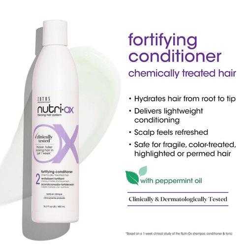 NUTRI-OX Fortifying Conditioner for Chemically-Treated Hair - Thicker, Fuller-Looking Hair | Peppermint | Color-Safe