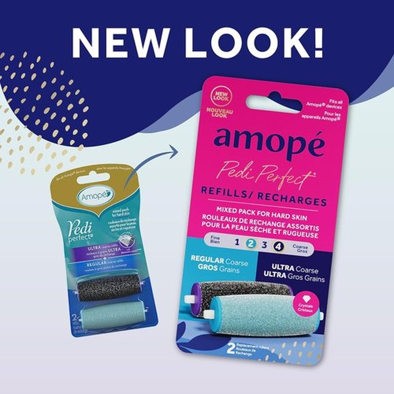 Amope Pedi Perfect Electric Callus Remover Refills - Diamond Crystal Roller Heads, 2 Count | Coarse & Ultra Coarse
