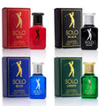 NovoGlow Mini Fragrance Set for Men - 4-Piece EDP Collection in Red, Blue, Black & Green - Woody, Citrus & Spicy Scents - 30ml Each, Paraben-Free