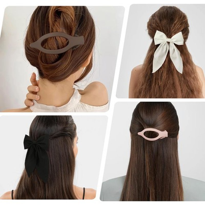 CWJCYTNSN 8 Pcs Cute Hair Clips for Women Sturdy French Flat Hair Clips for Thick Hair No Slip Large Hair Bows Clips for Girls Back to School Gifts