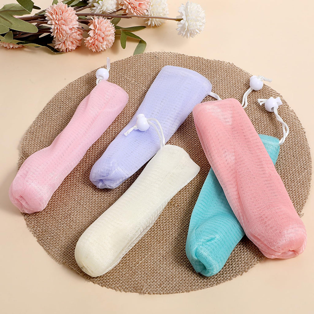 10 PCS Mesh Soap Bags for Soap Bars Exfoliating Mesh-Soap Pouch Foam Net Sleeve for Soaps Sleeve Bubble Foaming Nets Pocket with Drawstring for Face Body Cleaning (Multicolor)