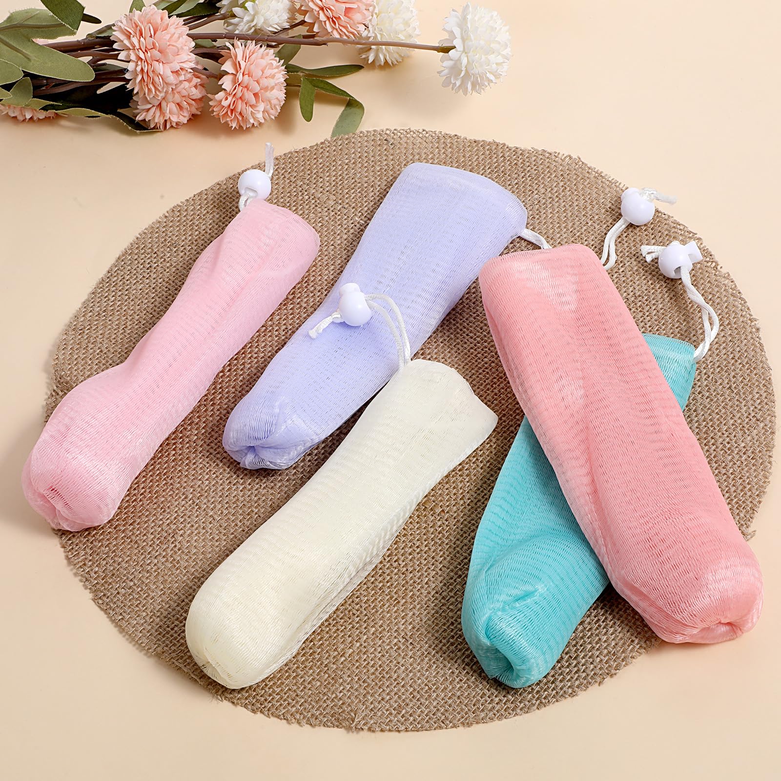 10 PCS Mesh Soap Bags for Soap Bars Exfoliating Mesh-Soap Pouch Foam Net Sleeve for Soaps Sleeve Bubble Foaming Nets Pocket with Drawstring for Face Body Cleaning (Multicolor)