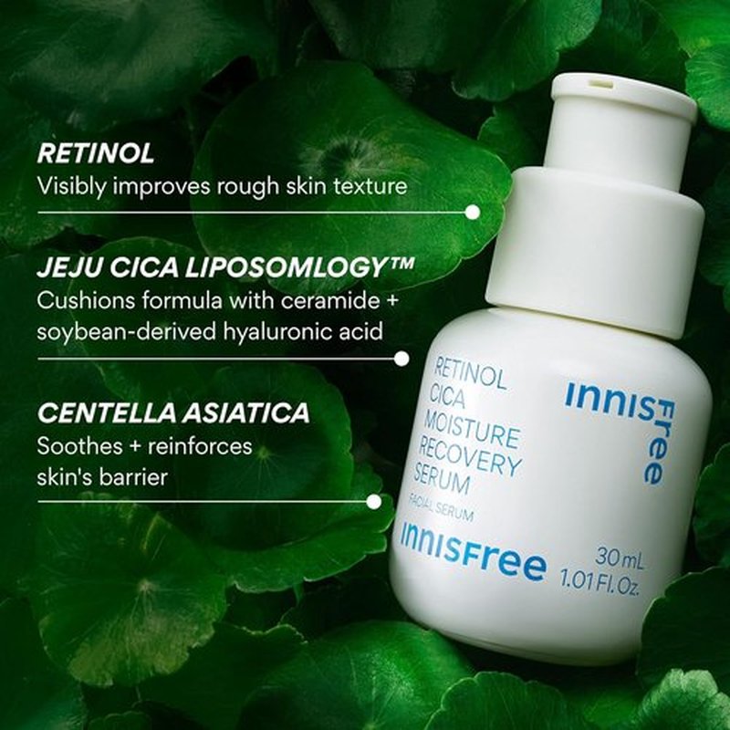 Innisfree Retinol Cica Serum - Salicylic Acid Moisture Recovery Treatment for Beginners | Face Care