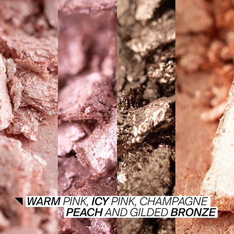 Pressed Powder Highlighter - Face Makeup | X’s & Glow’s - 4 Shades in 1 Pan | Pearl Shimmer Liquid-To-Baked Powder Highlighter | Refillable Pan | Cruelty-Free Beauty Essential | 7g
