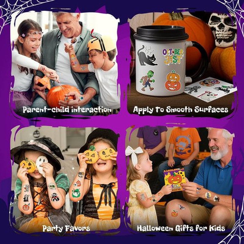 EMOME 192 PCS Halloween Tattoos for Kids, Luminous Temporary Tattoo Stickers for Halloween Party Favors Decorations, Halloween Gifts for Kids Goodie Bag Stuffers