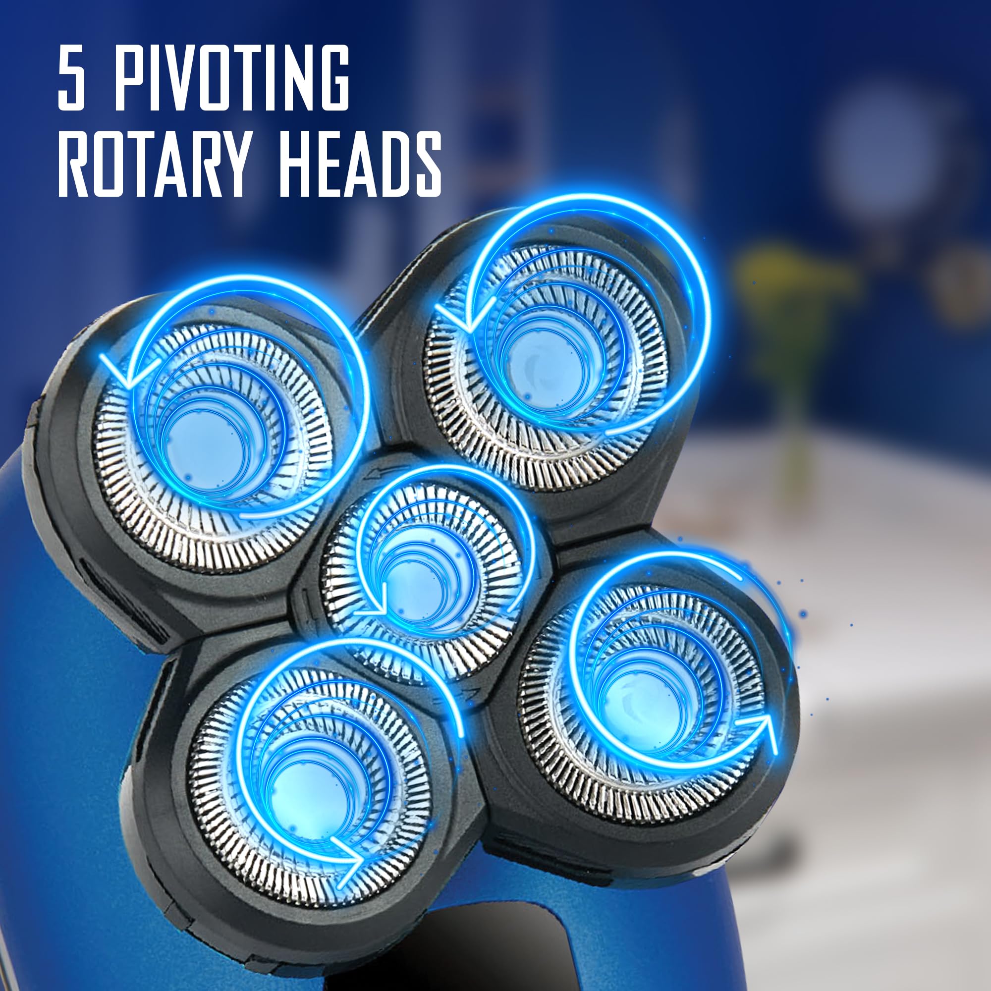 Signature Series Rechargeable Wet and Dry Rotary Head Shaver with Stainless Steel Blades, Cleansing/Buffing Brush and LCD Screen