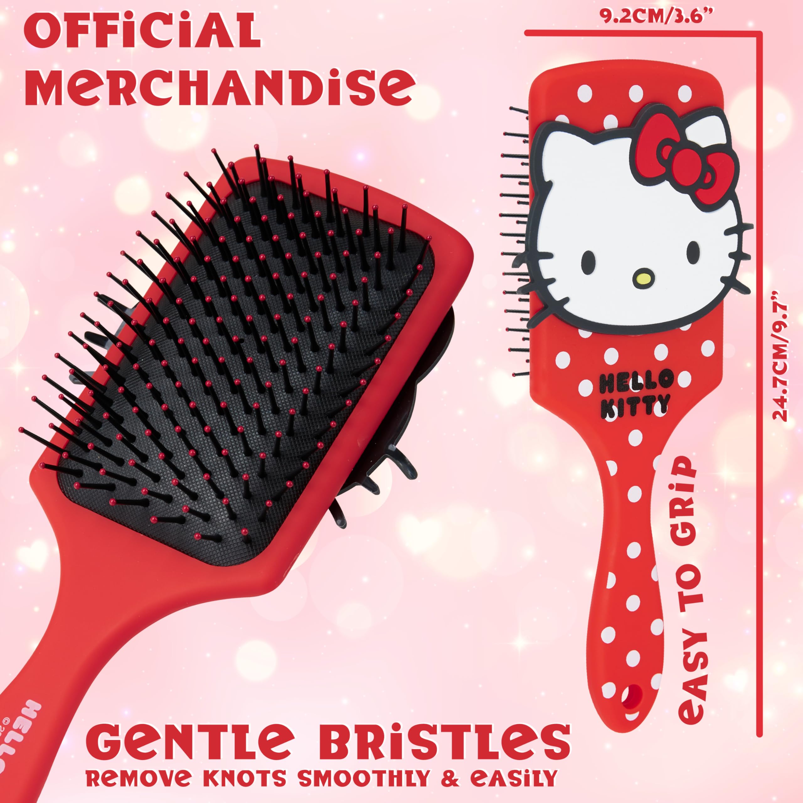 Hello Kitty Sanrio Hair Brush, Kawaii Detangler Brush, Cute Stuff, Gifts for Women, Wife, Girlfriend, Girls, Teens (Hello Kitty Brush)