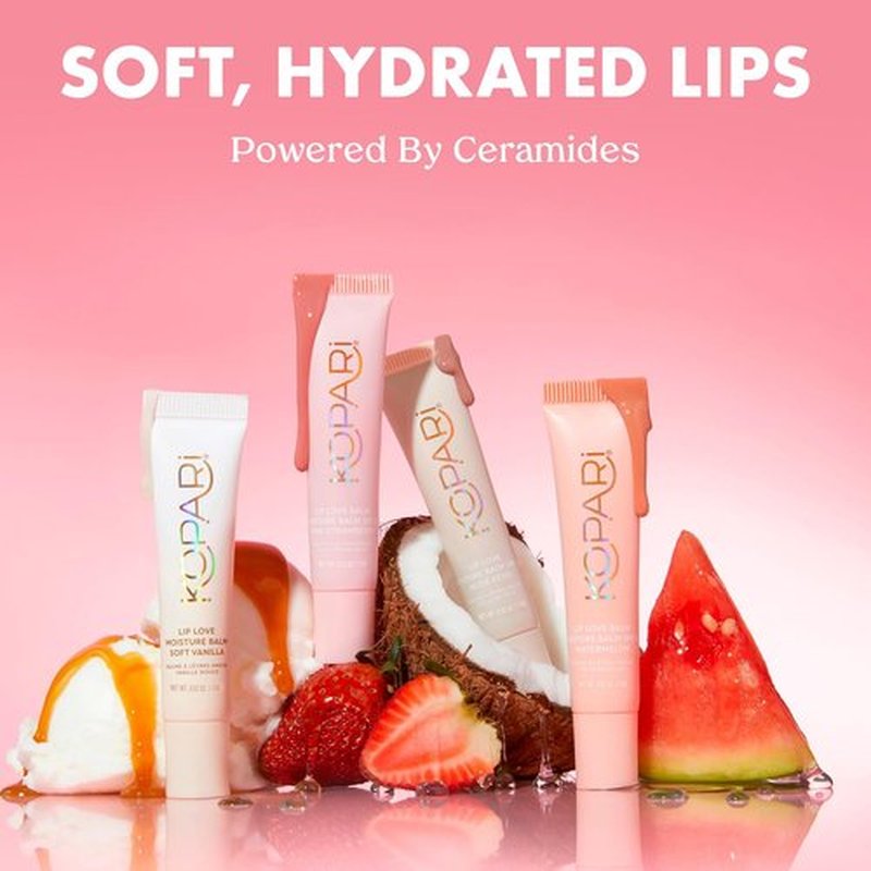 Kopari Lip Love Moisture Balm - Tinted Mineral Lip Sunscreen with SPF 30 & Ceramides | Watermelon, 0.35 oz
